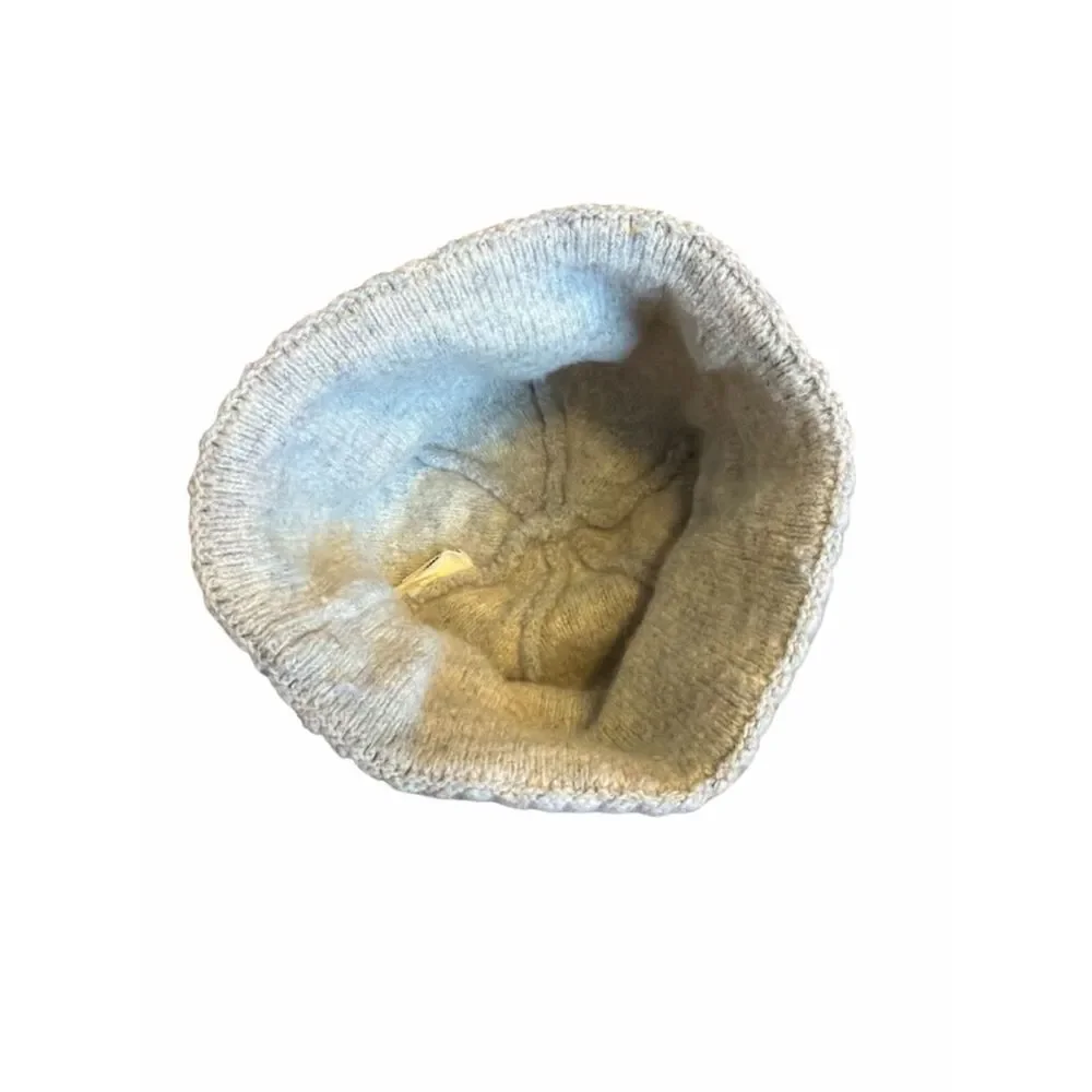 Patagonia Light Heather Gray Ribbed Cuffed Beanie with Mountain Patch